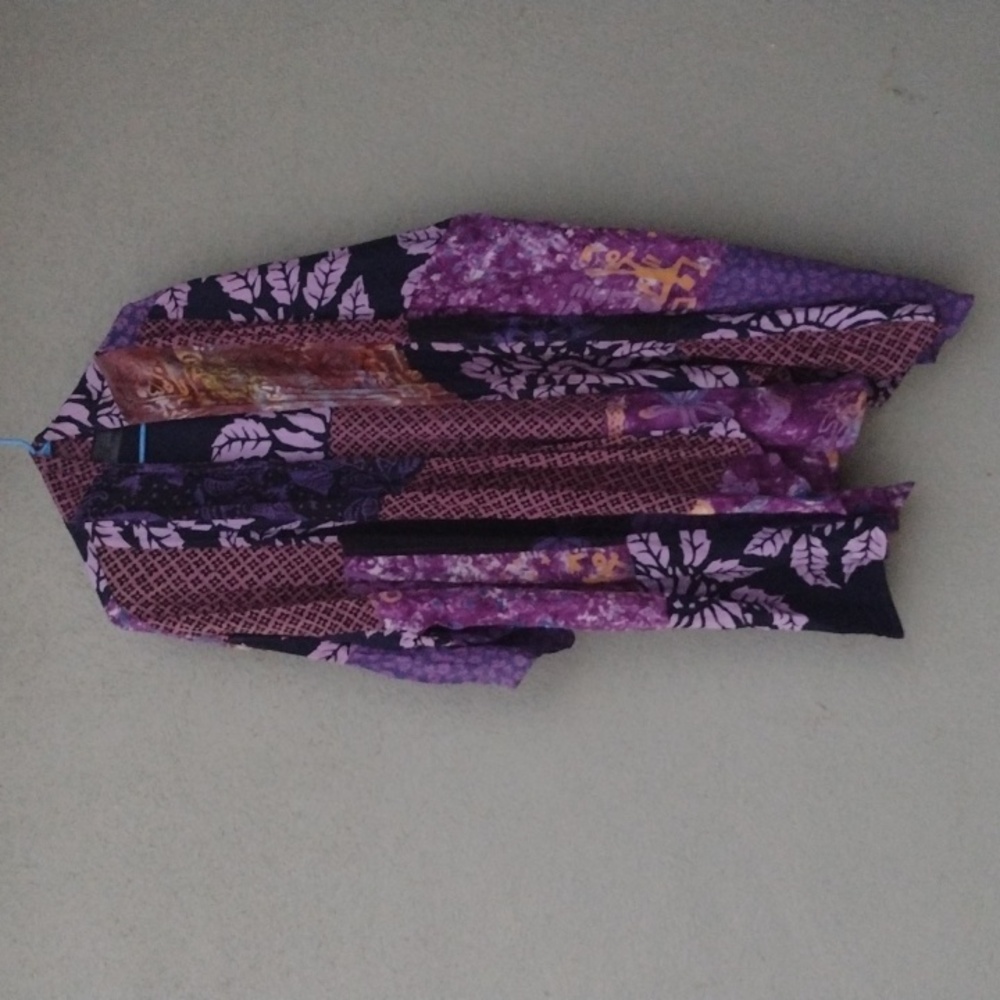 Flawed Wild Woman Wild Thing Purple Patchwork Boho Kimono Open Cardigan OS